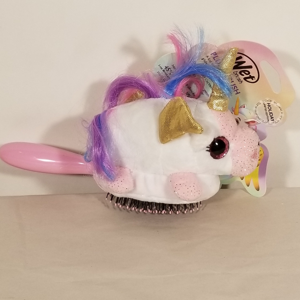 WET White Pegasus Plush Hair Brush Kids Childs